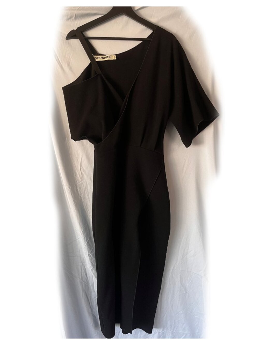 Off-White Black Knit Dress Minimalist Designer Streetwear Relaxed Fit Midi